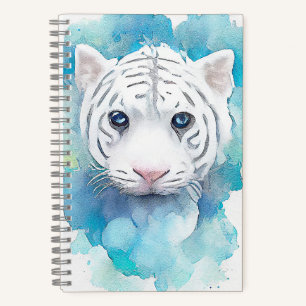 Weiße Tiger Wilde Tiere Natur Wasserfarbe Kunst Notizbuch