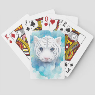 Weiße Tiger Wilde Tiere Natur Wasserfarbe Kunst Spielkarten