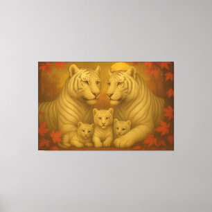 Weiße Tigerfamilie – Ultra Premium Fine Art Leinwa Leinwanddruck