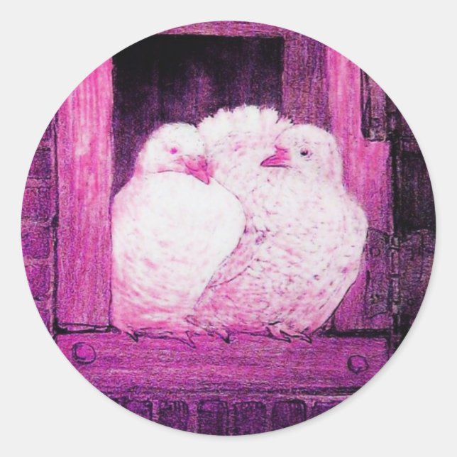 WEISSE TÖNE AM FENSTER lila rosa violett Runder Aufkleber (Vorderseite)