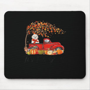 Weiße Toy Poodle Es ist Herbst Leute Kürbis Herbst Mousepad