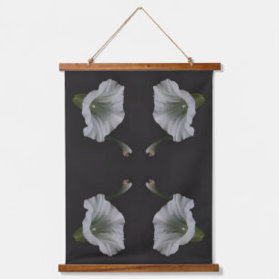 Weiße Trichterwinde-Blüte Nahaufnahme Abstract Wandteppich Mit Holzrahmen