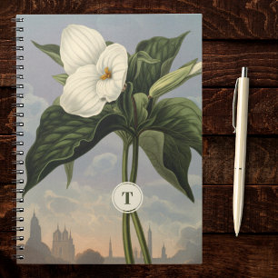 Weiße Trillium-Blume im Stil des Temple of Flora Notizblock