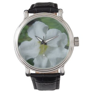 Weiße tropische Blume auf Fidschi Armbanduhr