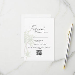 Weiße tropische moderne Hochzeit QR-Code RSVP II Karte