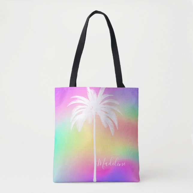 Weiße tropische Palmen Tree Vintages Elegantes Tasche (Vorderseite)