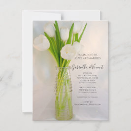 Weiße Tulips in Milchflaschen Hochzeit Magneteinladung