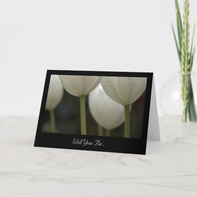 Weiße Tulips werden Sie meine Bridesmaid sein Einladung (Vorderseite)