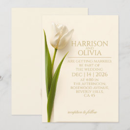Weiße Tulpe Minimale Elegante Moderne Hochzeit Einladung