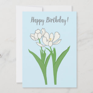 Weiße Tulpen auf hellblauer Geburtstagskarte Einladung