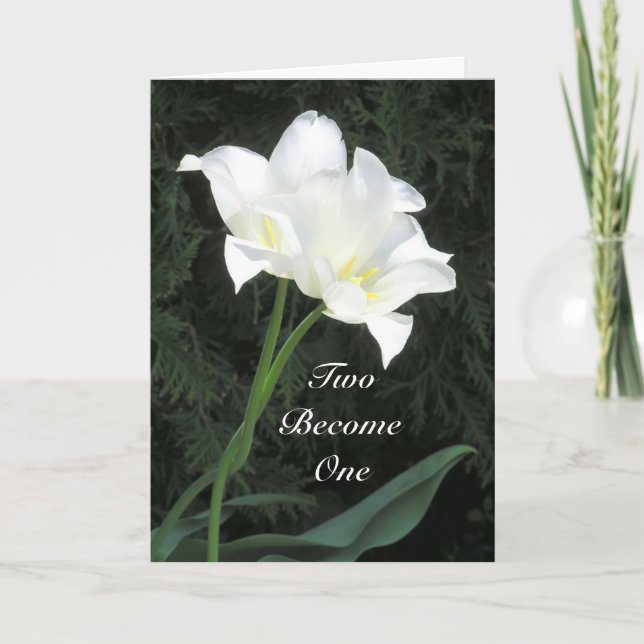 WEISSE TULPEN DER HEIRAT-CONGRATS/TWO VERFLOCHTEN KARTE (Vorderseite)
