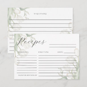 Weiße Tulpen Elegante Rezeptkarte RSVP Karte