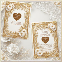 Weiße Tulpen Gold Verzierte Barock Save The Date 