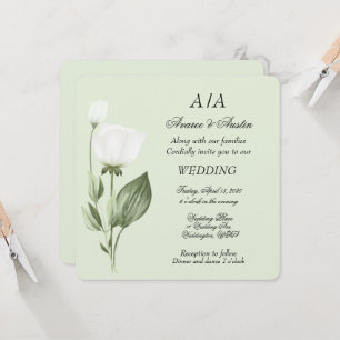 Weiße Tulpen Hochzeit im Frühling Einladung