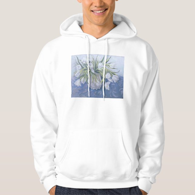 Weiße Tulpen Hoodie (Vorderseite)