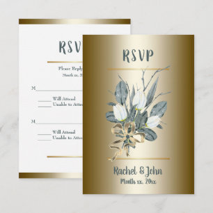 Weiße Tulpen mit Gold, Hochzeit RSVP Karte