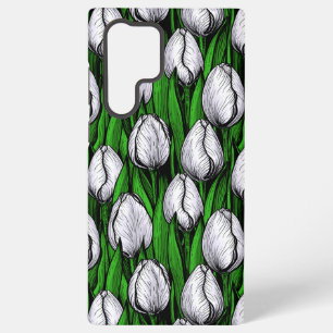 Weiße Tulpen mit grünen Blättern Samsung Galaxy Hülle