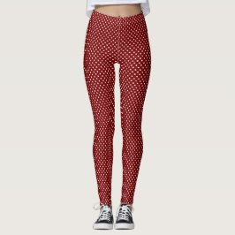Weiße Tupfen auf dunkelroten Leggings