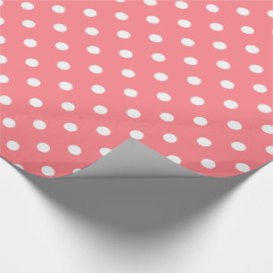 Weiße Tupfen auf korallenrotem Rosa Geschenkpapier