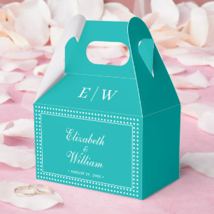 Weiße Tupfen auf Türkis – Personalisierte Hochzeit Geschenkschachtel