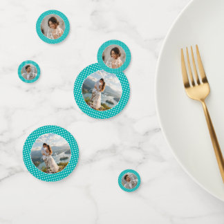 Weiße Tupfen auf Türkis – Personalisierte Hochzeit Konfetti