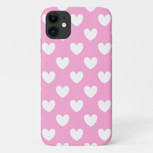 Weiße Tupfenherzen auf Baumwollzucker-Rosa Case-Mate iPhone Hülle