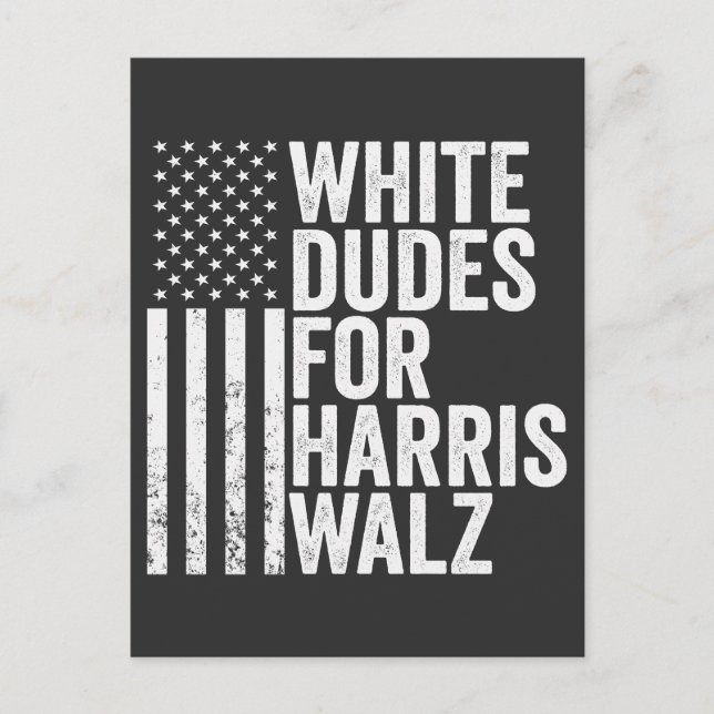 Weiße Typ für Harris Walz - amerikanische Flaggenw Postkarte (Vorderseite)