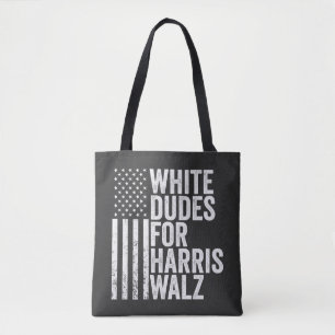 Weiße Typ für Harris Walz - amerikanische Flaggenw Tasche