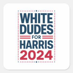 Weiße Typen für Harris-2024 Quadratischer Aufkleber