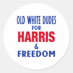 Weiße Typen für Harris und die Wahl zur Freiheit Runder Aufkleber