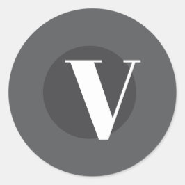 Weiße Typografie-Brauch, Initialgrau Runder Aufkleber