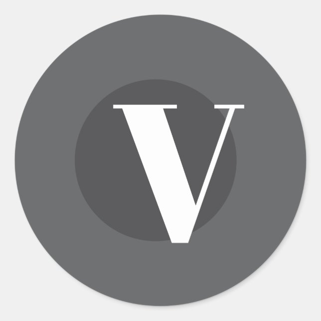 Weiße Typografie-Brauch, Initialgrau Runder Aufkleber (Vorderseite)