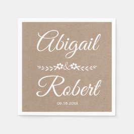 Weiße Typografie-Kraftpapier-rustikale Hochzeit Serviette