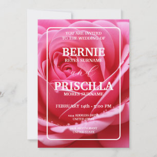 Weiße Typografie und elegante rote Rosenhochzeit Einladung