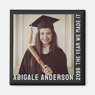 Weiße Typografie und Foto-Abschlussfeier Magnet
