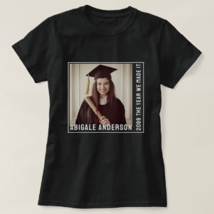 Weiße Typografie und Foto-Abschlussfeier T-Shirt