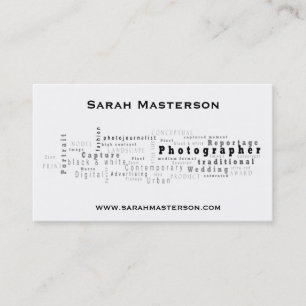 Weiße typografische Fotograf-Visitenkarte Visitenkarte
