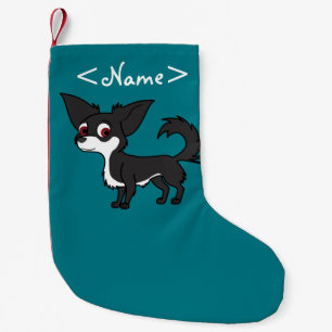 Weiße u. schwarze Chihuahua mit dem langen Haar Kleiner Weihnachtsstrumpf