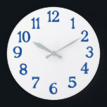 Weiße Uhr mit blauen Zahlen Grundlegende große Uhr<br><div class="desc">Diese Uhr ist perfekt für Ihr Strandhaus oder weiß-blau Dekoration!</div>