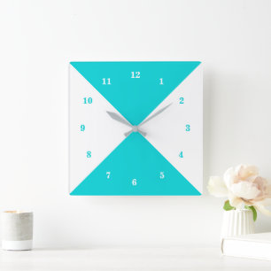 Weiße und Aquamarine blaue Wall-Uhr - benutzerdefi Quadratische Wanduhr