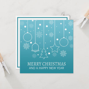 Weiße und Aquamarine Minimalistische Weihnachten   Einladung