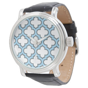 Weiße und babyblaue Gitterstruktur, Gitter, Vierpa Armbanduhr