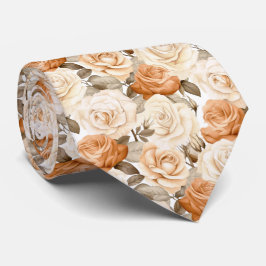 Weiße und beige Rosen auf Weiß Krawatte