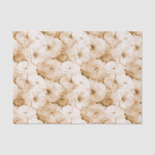 Weiße und beige Rosen-Blumenmuster Seidenpapier