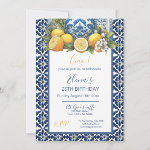 Weiße und blaue Amalfi-Keramikvase Lemons Italien Einladung