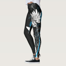 Weiße und blaue BlumenLeggins