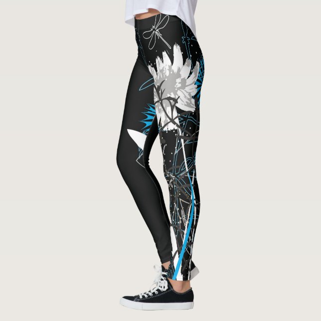 Weiße und blaue BlumenLeggins Leggings (Links)