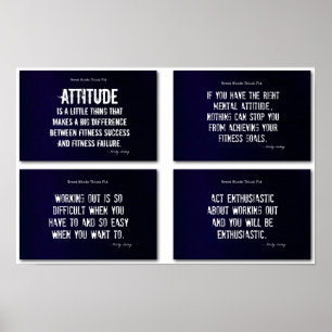 Weiße und blaue Fitness-Zitate mit Haltung! Poster