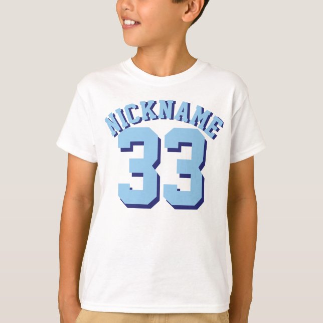 Weiße und blaue Kinder | Sports Jersey Design T-Shirt (Vorderseite)
