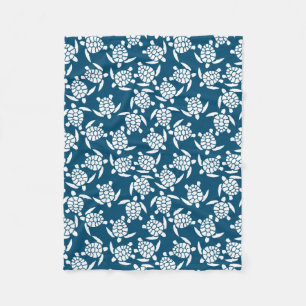 Weiße und blaue Küstenlinie Schildkrötenmuster Fleecedecke
